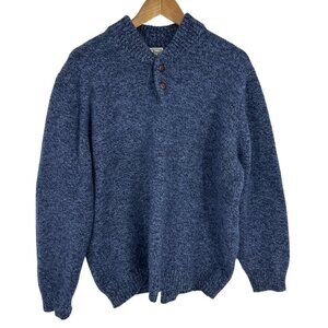 L.L. Bean Blue Lambswool Sweater With Button Collar Men's Size XXL